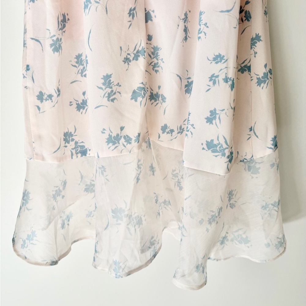 Simple Retro Asymmetrical Floral Ruffle Slip Dress - Picture 7 of 10